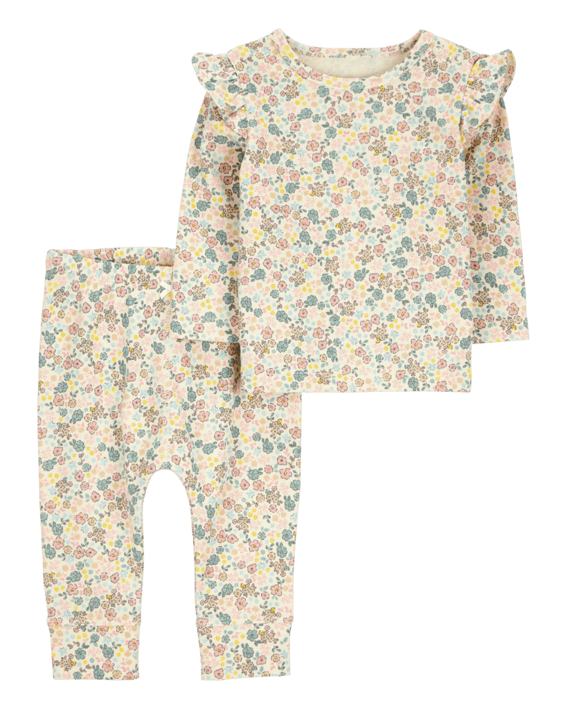 Conjunto de dos piezas de algodón, pantalón y camiseta, diseño floral - Carter´s