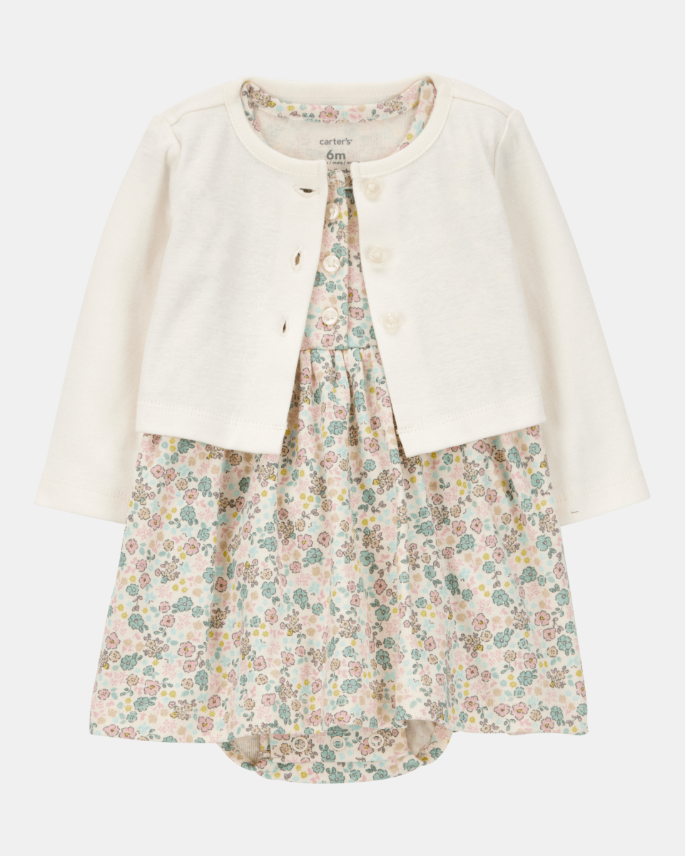 Conjunto de dos piezas de algodón, vestido y saco, diseño floral - Carter's