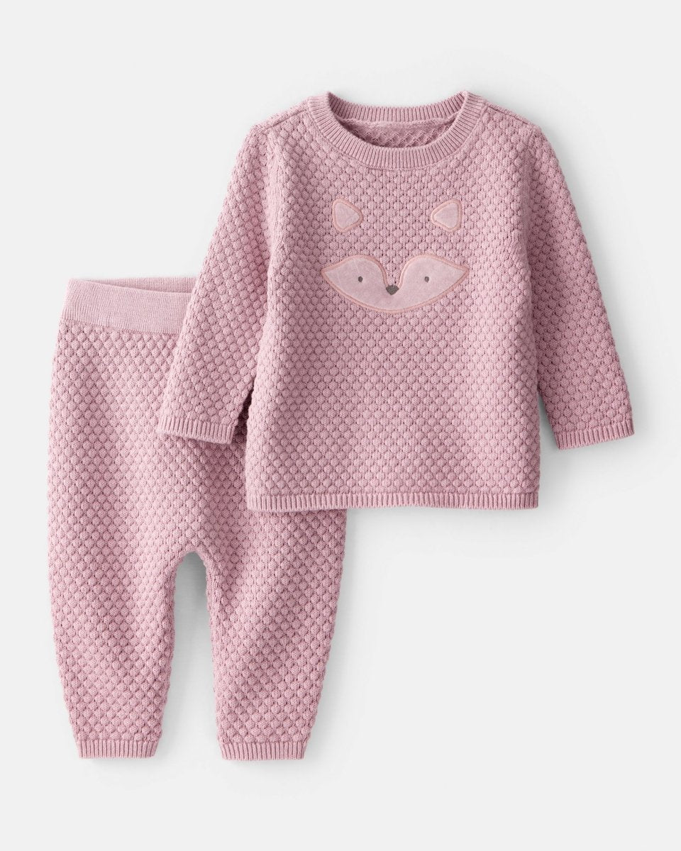 Conjunto dos piezas algodón con cárdigan rosa estampado y pantalón - Carter's