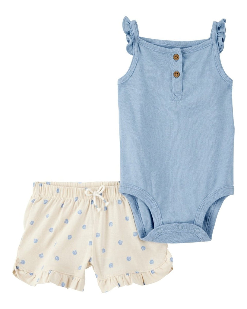 Conjunto dos piezas algodón pantalón corto y body diseño conchas - Carter´s