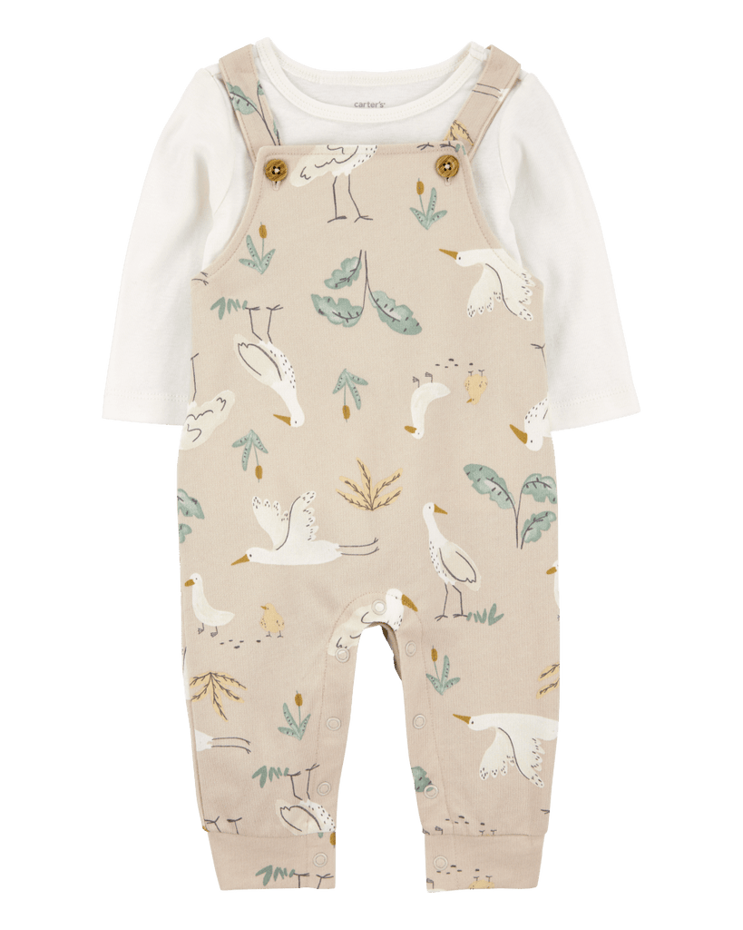 Conjunto dos piezas algodón peto y camiseta diseño cigüeña - Carter´s
