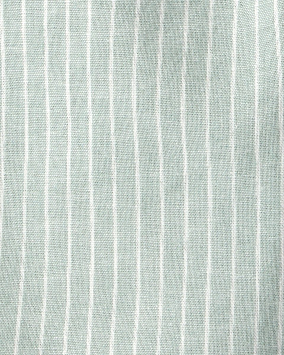 Conjunto dos piezas blusa y pantalón de lino, diseño a rayas verde - Carter's