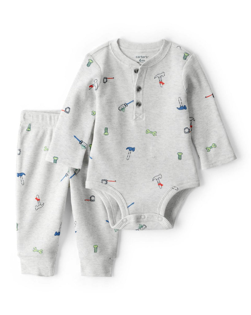Conjunto dos piezas body térmico con herramientas y pantalón gris - Carter's