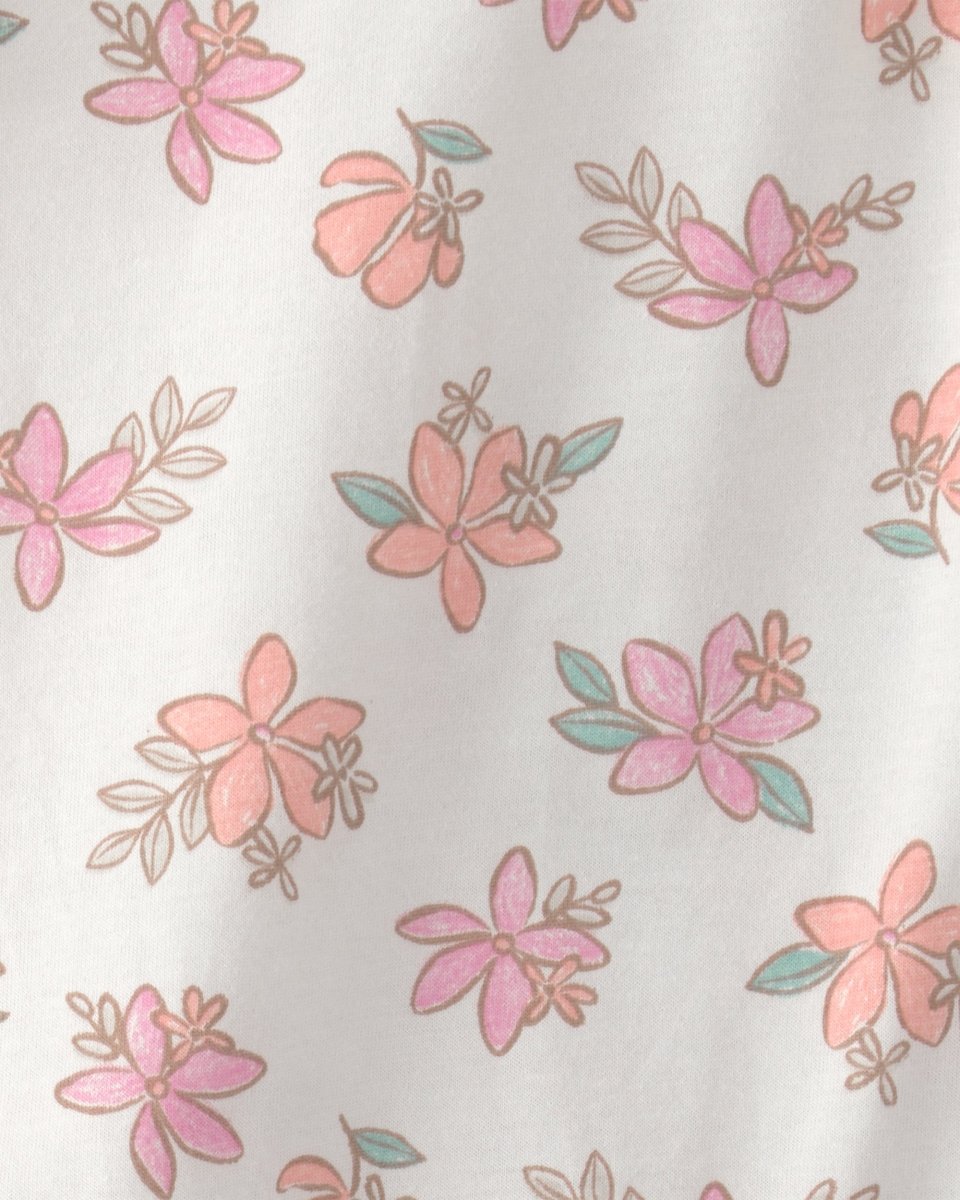 Conjunto dos piezas camisa y pantalón corto de alogdón, diseño floral rosa - Carter's