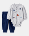 Conjunto de duas peças com body estampadodo e calçass de algodão