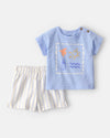Conjunto de duas peças de algodão com t-shirt e calções, design farol