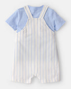 Conjunto dos piezas de algodón con camiseta y peto a rayas - Carter's
