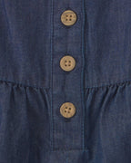Conjunto dos piezas de algodón con peto corto chambray y camiseta con volantes rosa - Carter's