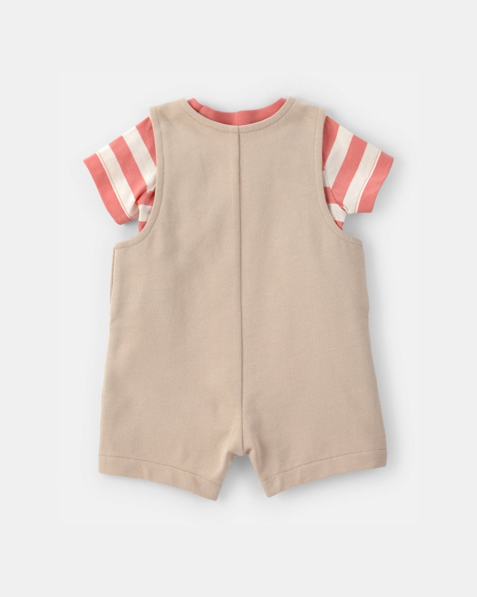 Conjunto dos piezas de algodón con peto corto y camiseta diseño a rayas naútico - Carter's