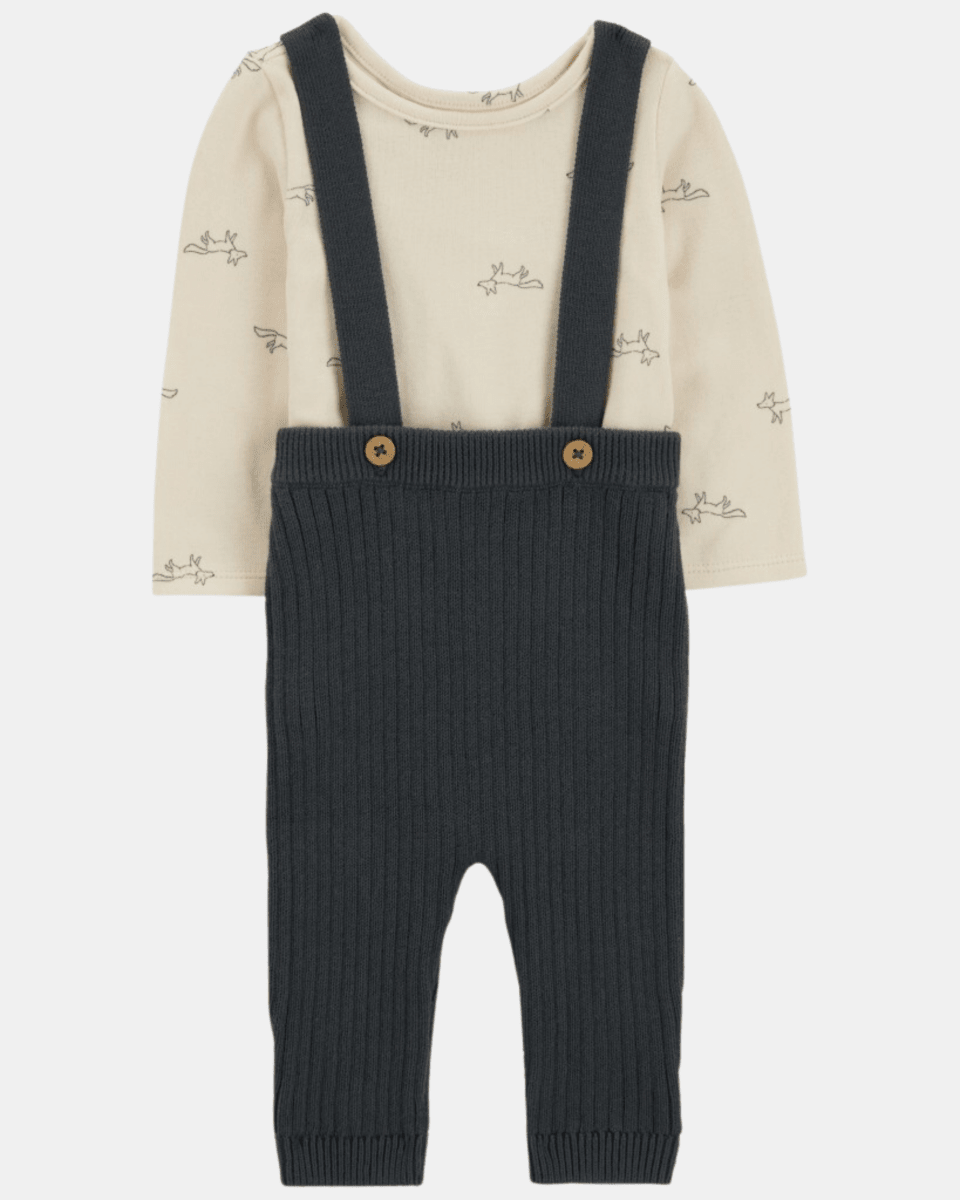 Conjunto dos piezas de algodón, pantalón con tiradores y body - Carter's