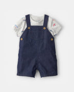 Conjunto dos piezas de algodón peto chambray y camiseta, diseño barcos - Carter's