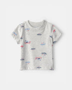 Conjunto dos piezas de algodón peto chambray y camiseta, diseño barcos - Carter's
