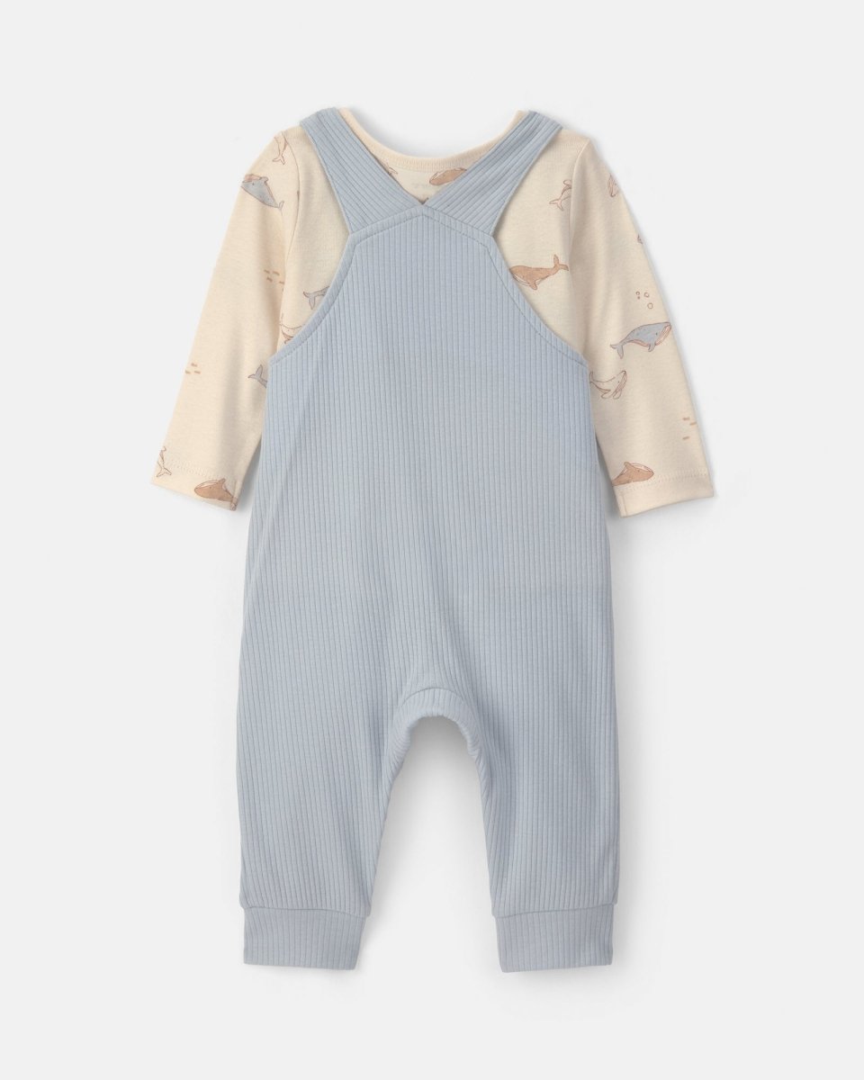 Conjunto dos piezas de algodón peto corto y camiseta, diseño ballena azul - Carter's