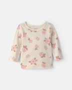 Conjunto dos piezas de algodón peto corto y camiseta, diseño floral rosa - Carter's