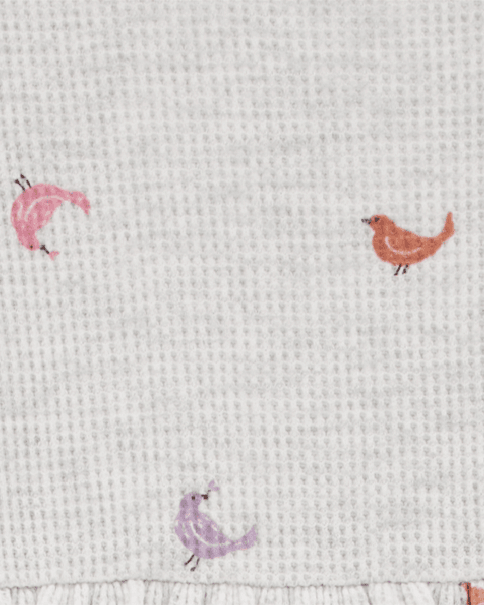 Conjunto dos piezas de algodón térmico, pantalón y body, diseño pájaros - Carter's