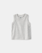 Conjunto dos piezas de lino con peto corto a rayas y camiseta sin mangas marrón - Carter's