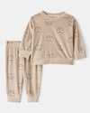 Conjunto dos piezas sudadera de felpa con osos y pantalón marrón
