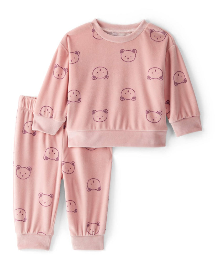 Conjunto dos piezas sudadera de felpa con osos y pantalón rosa - Carter's