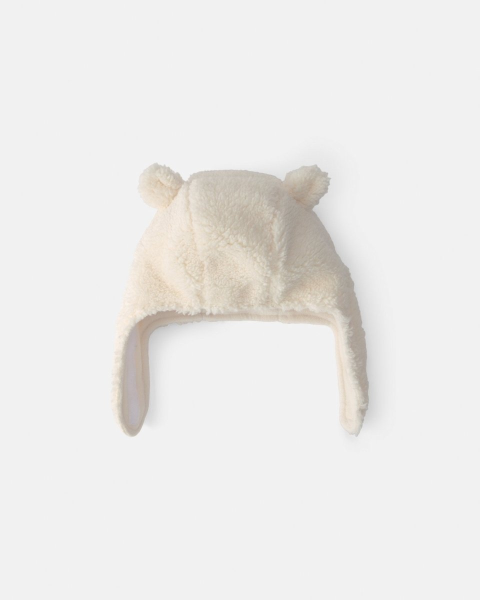 Conjunto gorro y manoplas de borreguito, oso en crema - Carter's