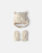 Conjunto gorro y manoplas de borreguito, oso en crema - Carter's