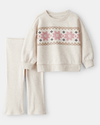 Fair Isle print sweatshirt and ivory pants set