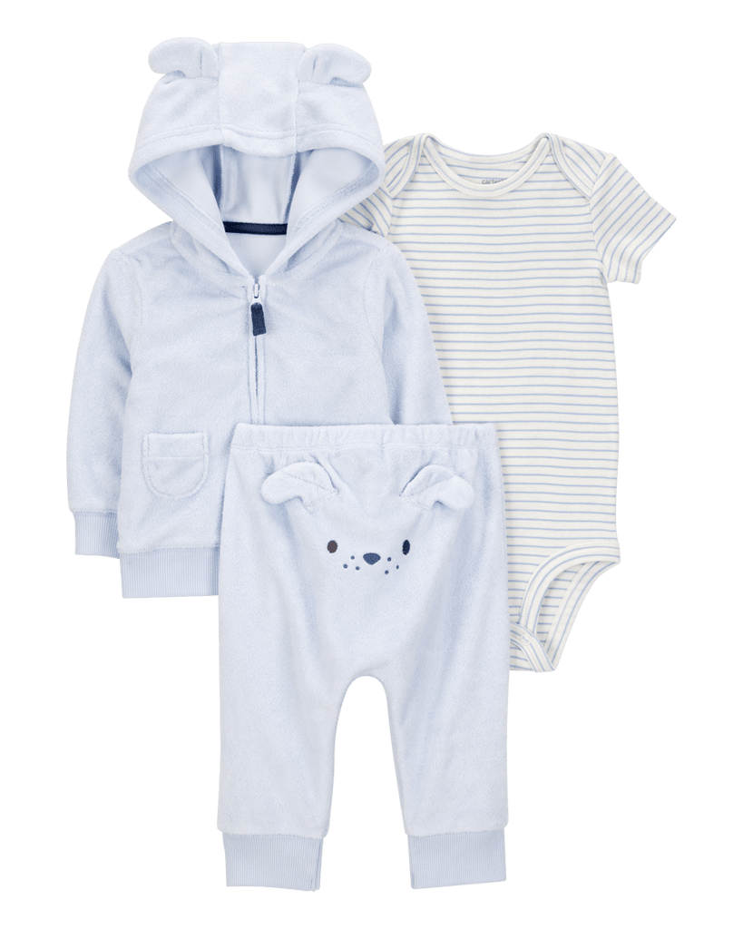 Conjunto tres piezas algodón chaqueta y pantalón terry más body diseño perro - Carter´s