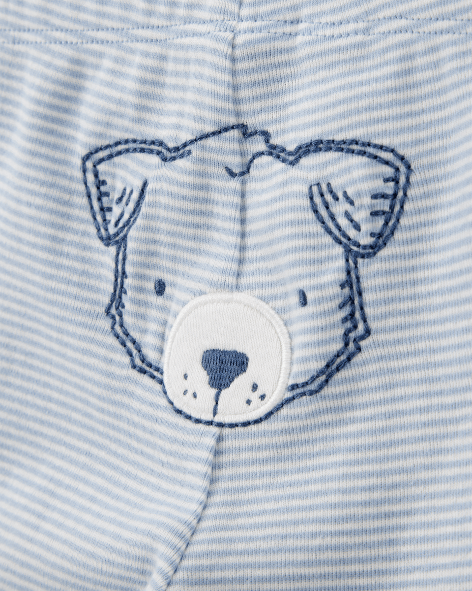 Conjunto tres piezas algodón pantalón y dos bodies azules - Carter's