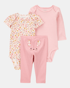 Conjunto tres piezas algodón pantalón y dos bodies diseño ratoncita - Carter's