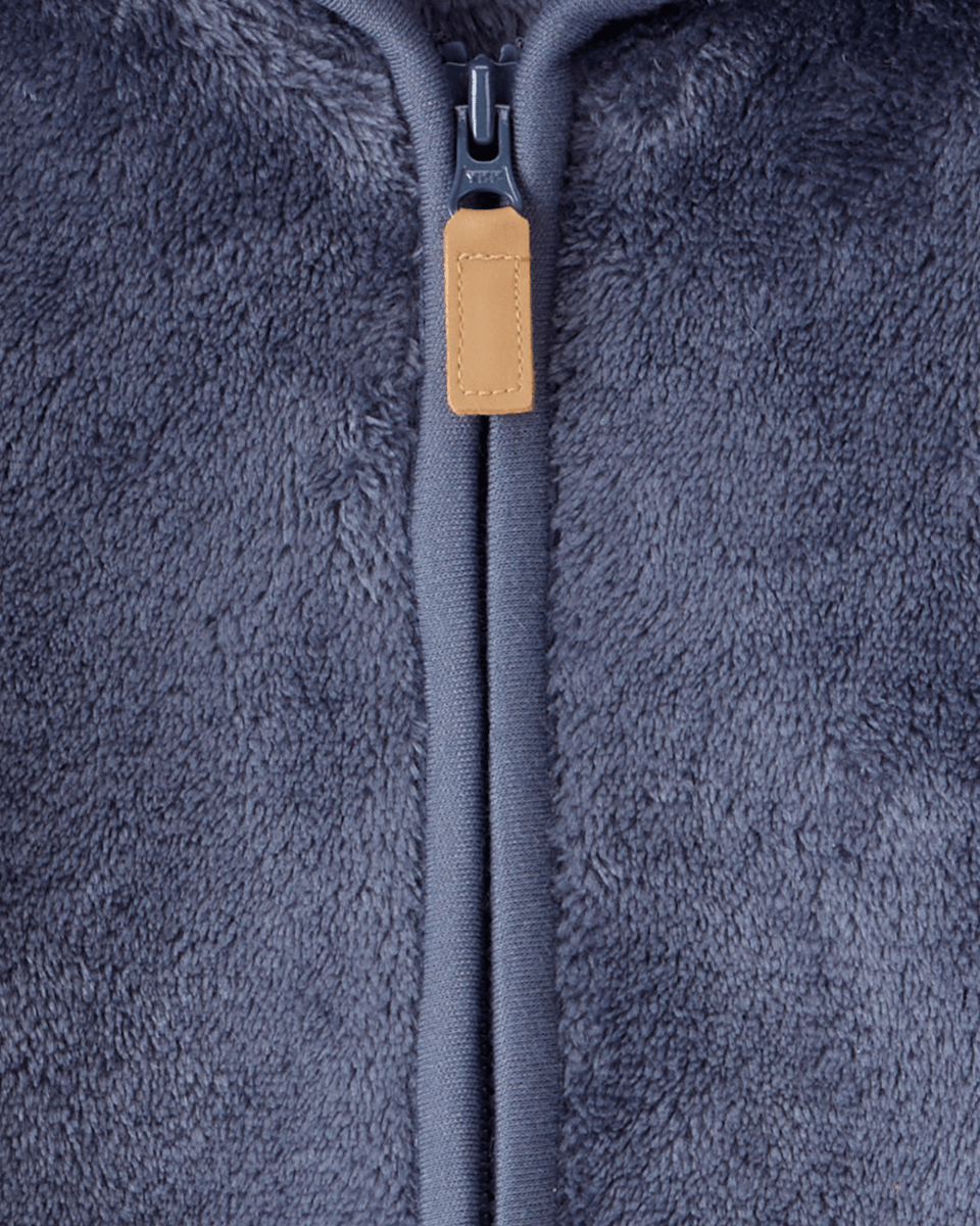 Conjunto tres piezas chaqueta de felpa con cremallera, body y pantalón azul marino - Carter's