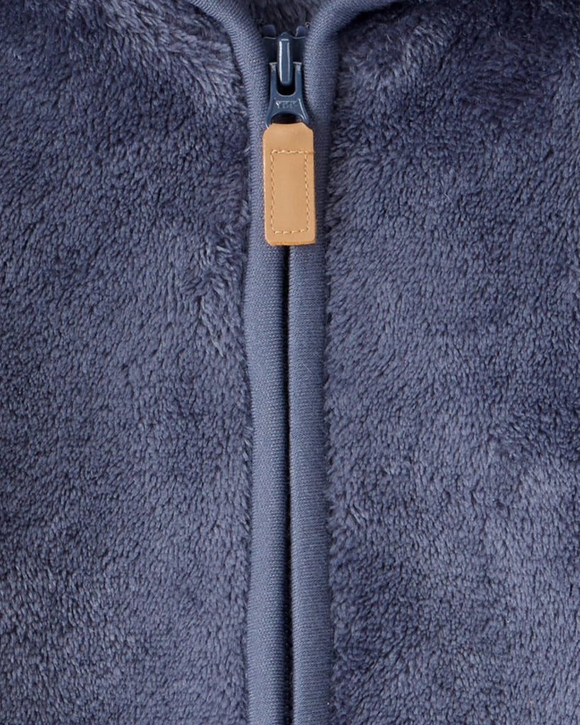 Conjunto tres piezas chaqueta de felpa con cremallera, body y pantalón azul marino - Carter's