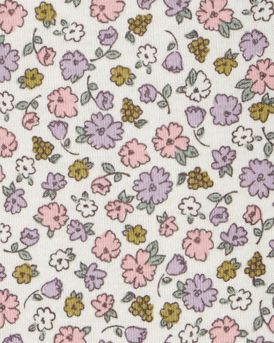 Conjunto tres piezas con dos bodies de algodón y calza con volantes, diseño floral - Carter's