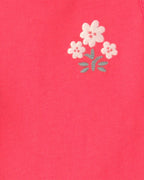 Conjunto tres piezas de algodón camiseta floral, body coral y cubrepañal - Carter's