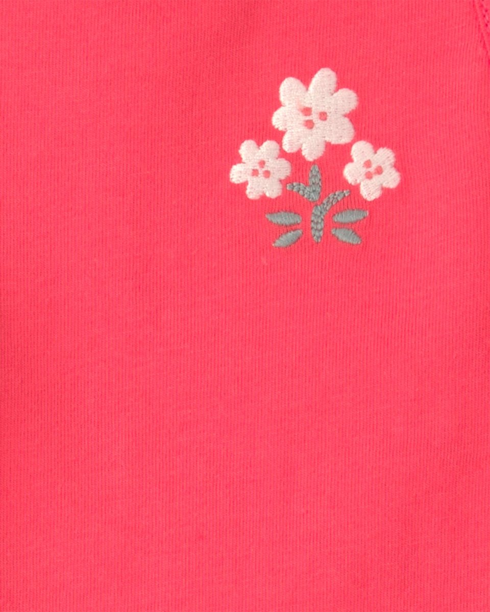 Conjunto tres piezas de algodón camiseta floral, body coral y cubrepañal - Carter's
