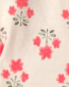 Conjunto tres piezas de algodón camiseta floral, body coral y cubrepañal - Carter's