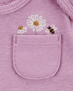 Conjunto tres piezas de algodón, chaqueta, pantalón y body, diseño floral - Carter's