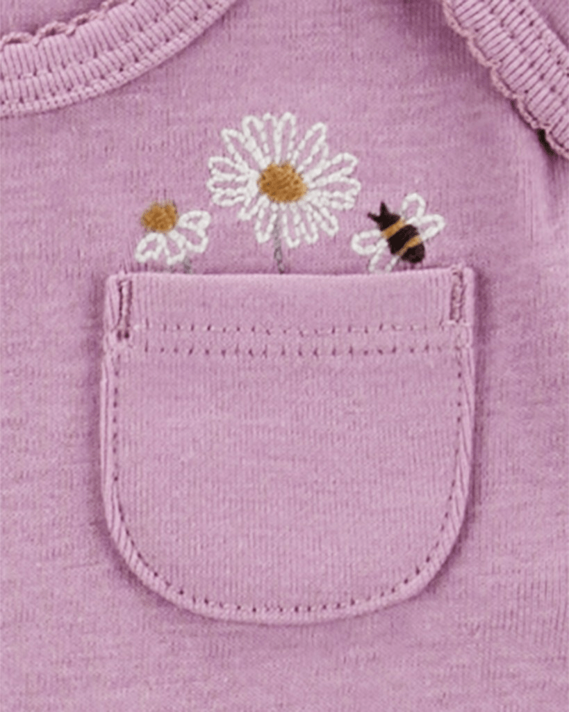 Conjunto tres piezas de algodón, chaqueta, pantalón y body, diseño floral - Carter's