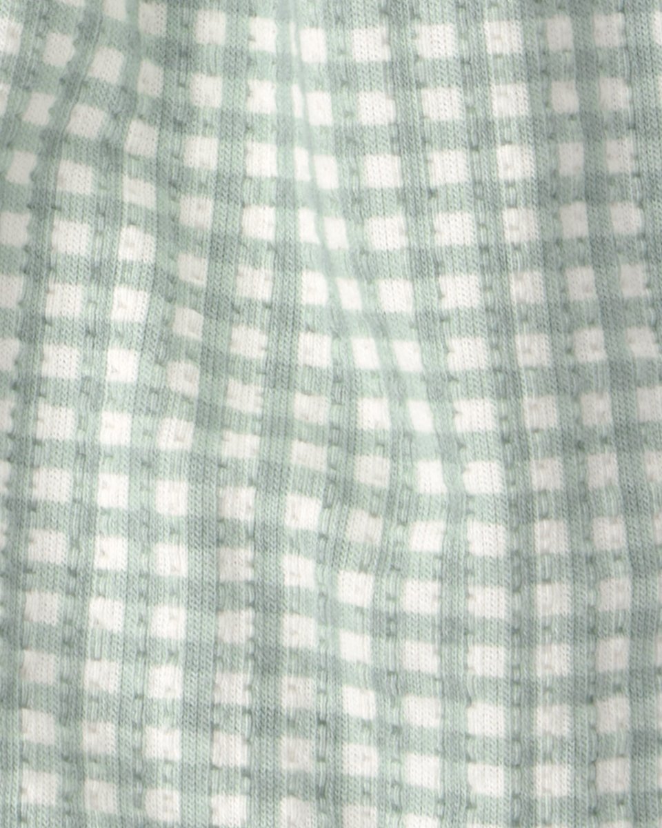 Conjunto tres piezas de algodón con blusa, pantalón corto y lazo, diseño vichy - Carter's