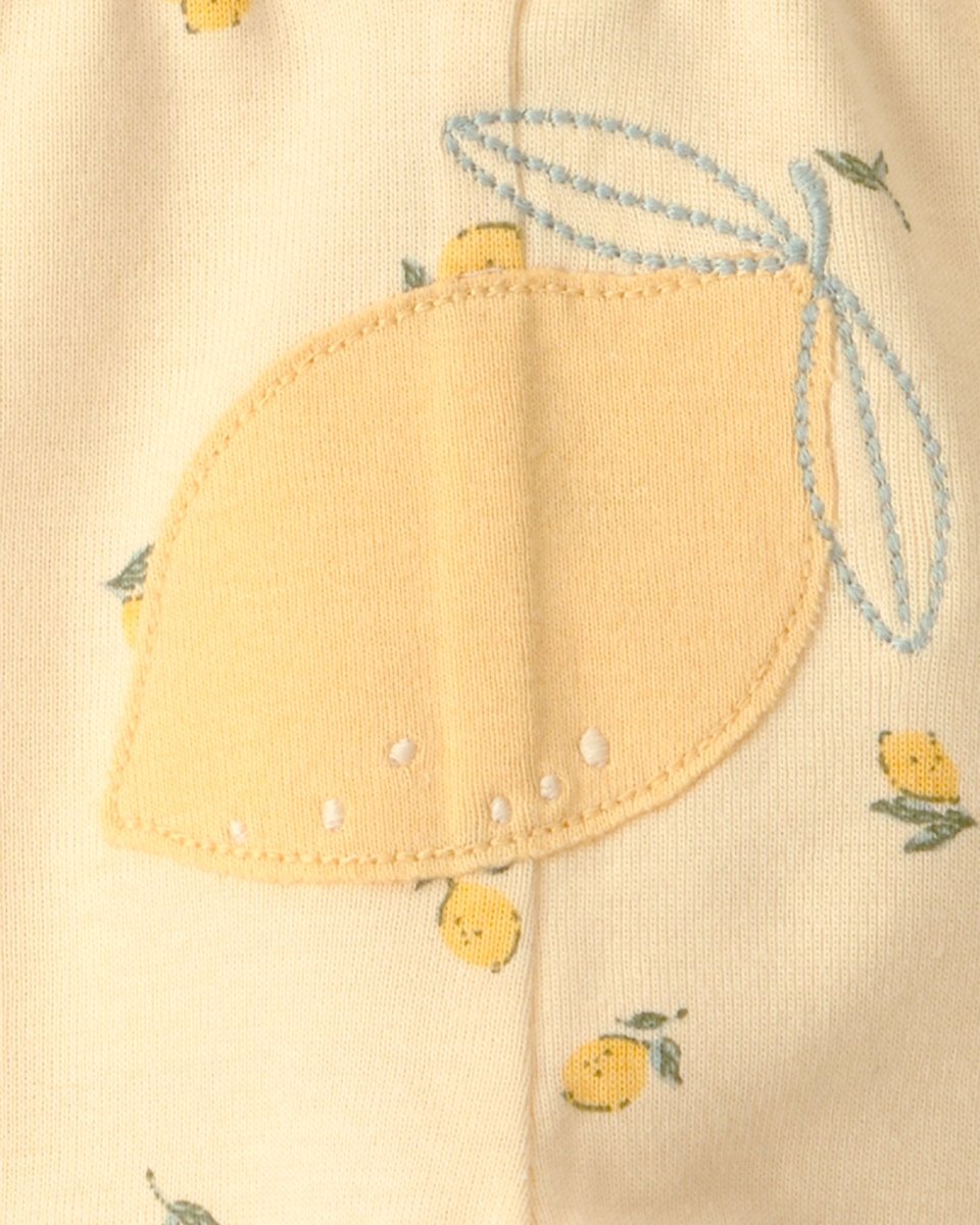 Conjunto tres piezas de algodón con dos bodies y pantalón, diseño limones - Carter's