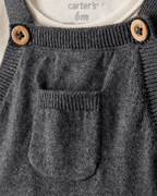 Conjunto vestido algodón gris con lazos - Carter's