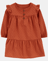 Terracotta textured dress and diaper cover set