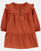 Conjunto vestido y cubrepañal texturizado color terracota - Carter's