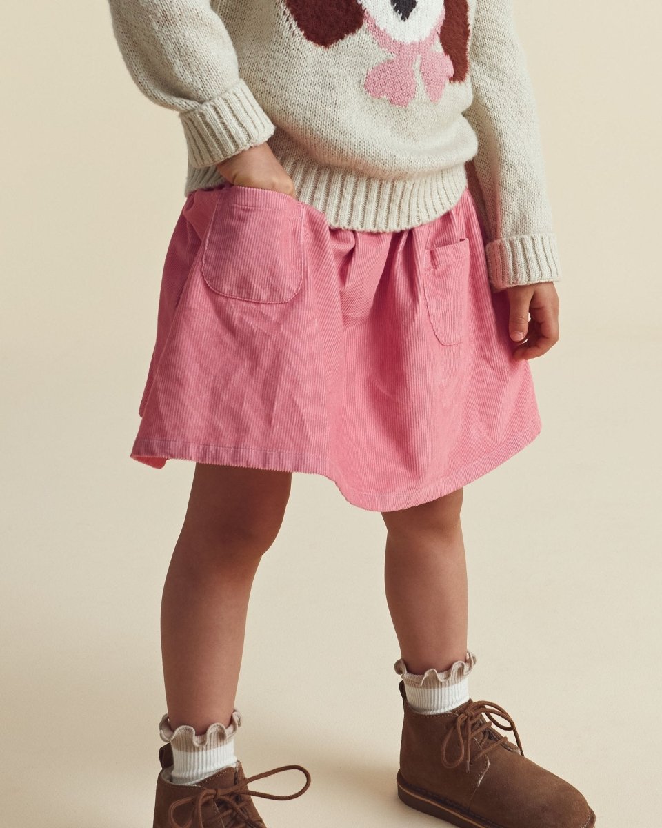 Falda pantalón de pana evasé con lazo, rosa - Carter's