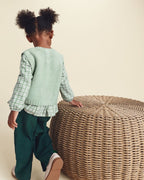 Jersey con chaleco de rombos y mangas de cuadros, verde - Carter's