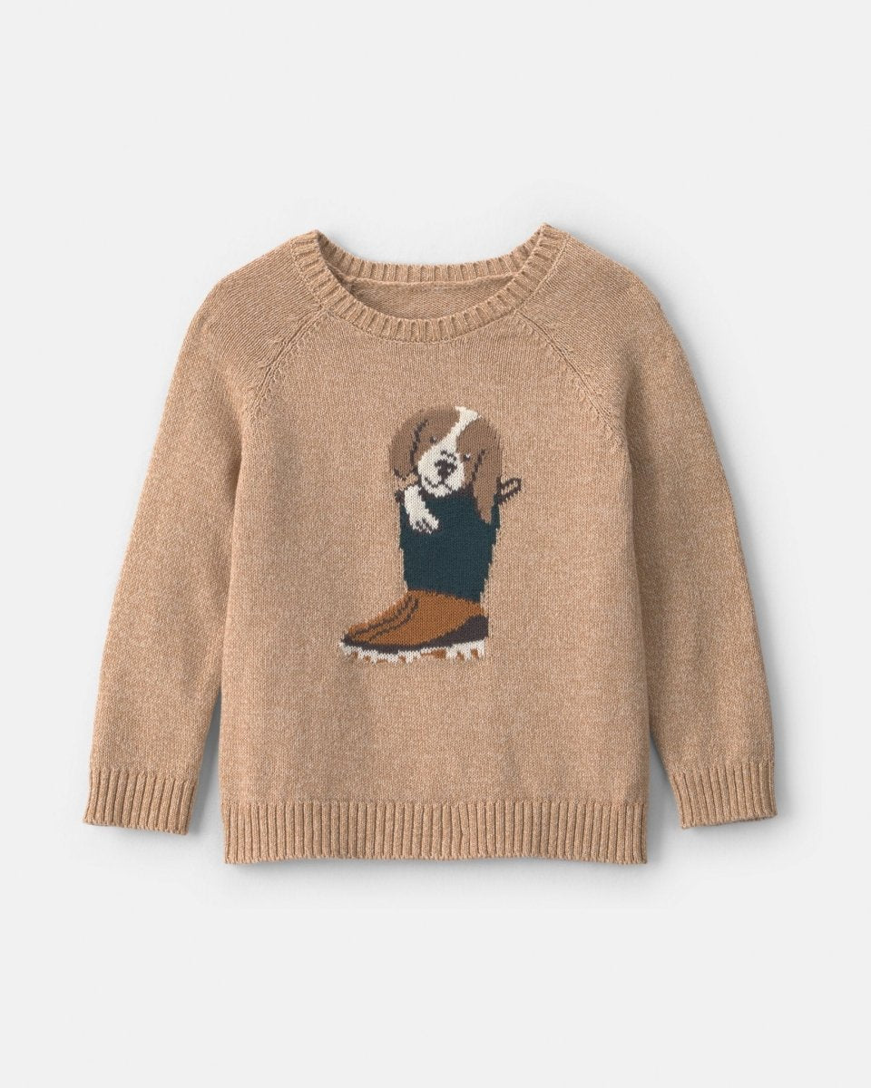Jersey de algodón con perro en intarsia, marrón - Carter's
