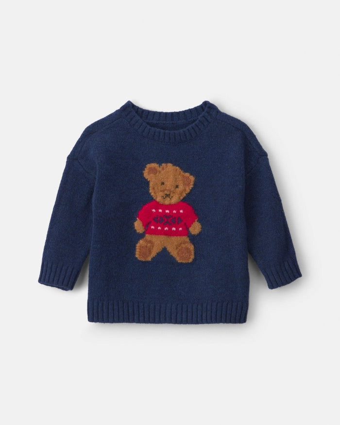 Jersey de punto con gráfico de oso, azul marino - Carter's