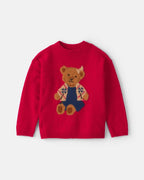 Jersey de punto con oso en intarsia, rojo navideño - Carter's