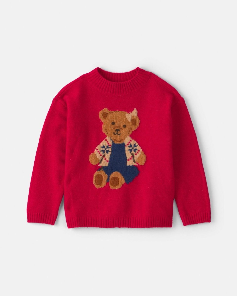 Jersey de punto con oso en intarsia, rojo navideño - Carter's