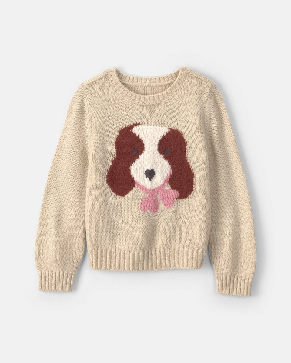 Jersey de punto de ochos con motivo de perro, crema - Carter's