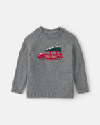 Jersey navideño con coche y árbol en intarsia, gris - Carter's