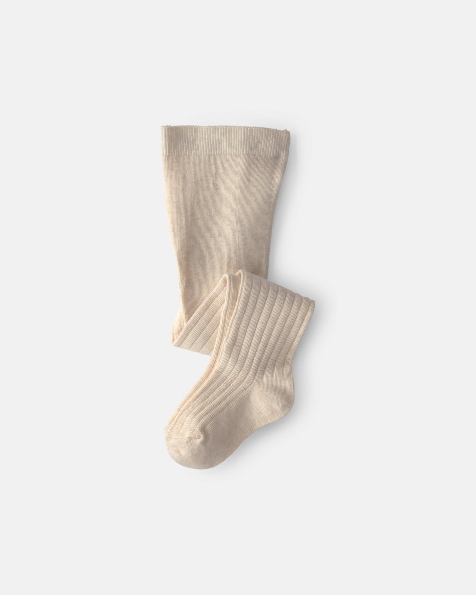 Leotardos de canalé con raya fina para niña, color avena - Carter's